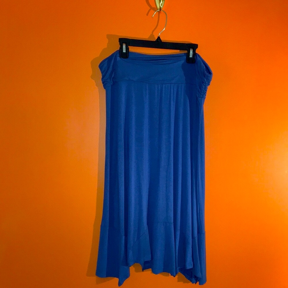 Woman’s Blue Yoga Waist Maxi Skirt Size L Xl 16/18 Ultra Soft Casual Office Cute